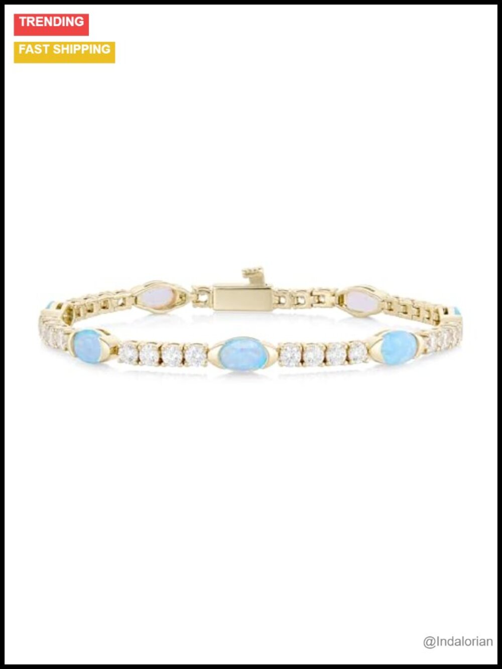 14K Gold Plated Bezel Set Oval Cut Tennis Bracelet for Women